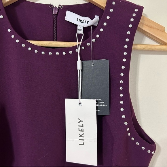 Likely Studded Sleeveless Manhattan Dress in Purple sz 4 - Picture 3 of 4